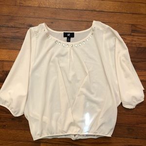 White/cream fancy shirt with diamonds and pearls